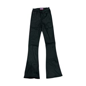 Edikted black leather flare pants